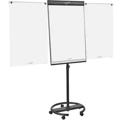 Produktbild von Legamaster UNIVERSAL TRIANGLE mobile Flipchart Rundfuß, Freistehend, 680 x 1050 mm, Stahl, Schwarz, China, 5 Rad/Räder