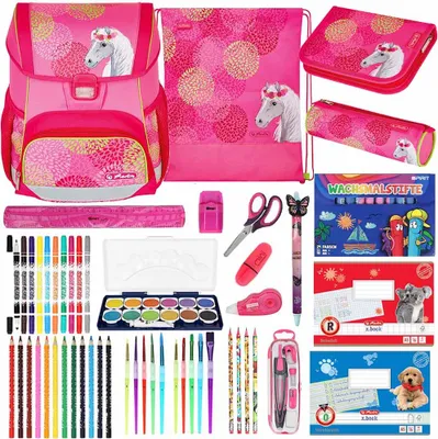 Produktbild von Herlitz Schulranzen Set Loop Plus Bloomy Horse 20-teilig gefüllt