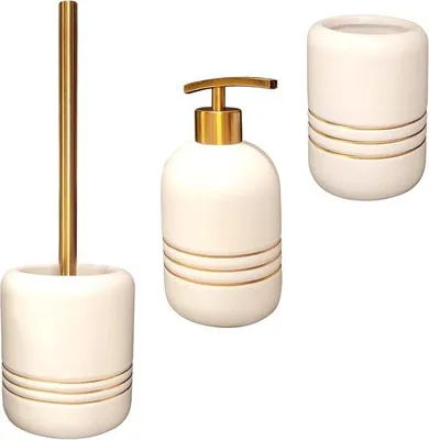 Produktbild von Famanu Badezimmeraccessoires Set - 3-teilig, keramisches Badset, modernes Design