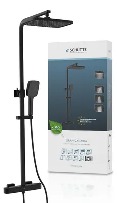 Produktbild von 60179 GRAN CANARIA Überkopfbrause-Set, Schwarz matt, mit Thermostatarmatur