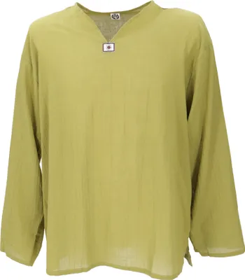 Produktbild von Yoga Hemd, Goa Hemd, Leichtes Freizeithemd, Schlupfhemd - Lemon, Herren, Grün, Baumwolle, Größe: XXL