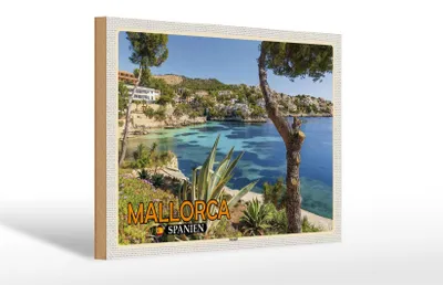 Produktbild von Holzschild Reise 30x20cm Mallorca Spanien Strand Meer Urlaub Stadt