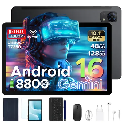 Produktbild von POCKAM P10  PRO 48(8+40)GB+128GB, 10 Zoll, Android 16, 8800mAh, mit Tastatur/Maus/Stift/Hülle usw, BT5.0, 5G WiFi, Gemini AI, 3.5mm Kopfhöreranschluss