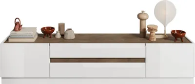 Zdjęcie produktu dla Stolik pod TV Utopia z 2 drzwiami i 2 szufladami - szer. 205 cm