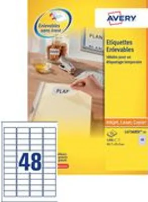 Obrázek produktu pro Avery L4737REV-25, Bílá, Zaoblený obdélník, Vyjímatelná, DIN A4, Univerzální, Papír