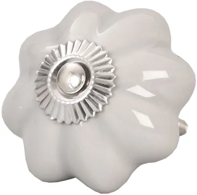 Immagine prodotto di Clayre & Eef pomello per mobili forma a fiore Ø 5 cm grigio argento