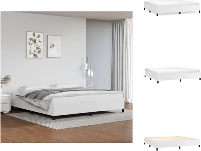 Zdjęcie produktu dla vidaXL Rama łóżka biała 200x200 cm imitacja skóry  - Łóżka i ramy łóżek