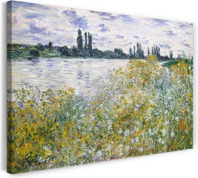 Produktbild von Leinwandbild (120x80cm): Claude Monet - Île aux Fleurs bei Vétheuil (1880), echter Holz-Keilrahmen inkl. Aufhänger, handgefertigt in Deutschland