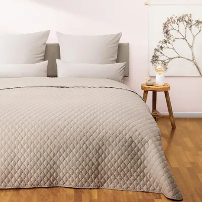Obrázek produktu pro Přehoz na postel - 220 x 240 cm - Béžový - Oeko-Tex - Pro postel 160 x 200 cm
