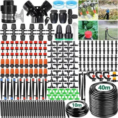 Produktbild von Unyqoos® 322‑teiliges Tropfbewässerungs‑Set, 40 m Schlauch – mikro‑automatisches Garten‑ & Gewächshaus‑Set, universeller Gewindeanschluss, stromlos