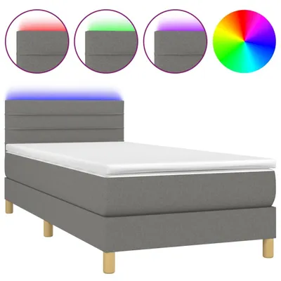 Produktbild von Boxspringbett mit Matratze & LED Dunkelgrau 90x200 cm Stoff