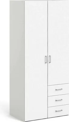 Produktbild von Kleiderschrank 2 Türen\ Prisca, Schlafzimmermöbel, Schrank, Garderobe, 77x49 h175 cm, Weiß