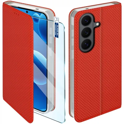 Produktbild von Klapphülle für Samsung S26 Fe, verschließbar, rot, inklusive 9H-Displayschutzglas