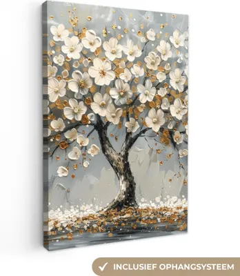 Produktbild von MuchoWow© Leinwand Bilder 20x30 cm - Design: Lebensbaum Weiß, moderne Wanddeko für Wohnzimmer & andere Zimmer