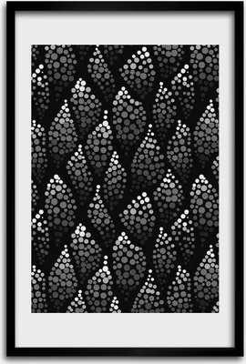 Produktbild von Bild - Bilderrahmen - 40 cm x 60 cm - MDF - Rahmen - Wandkunst - Schwarze und weiße Punkte