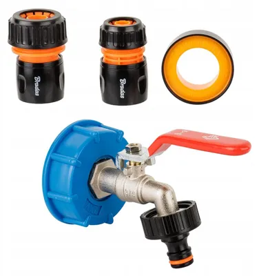 Produktbild von IBC Tankventil S60x6 mit Schlauchanschluss 1/2 Zoll und 3/4 Zoll
