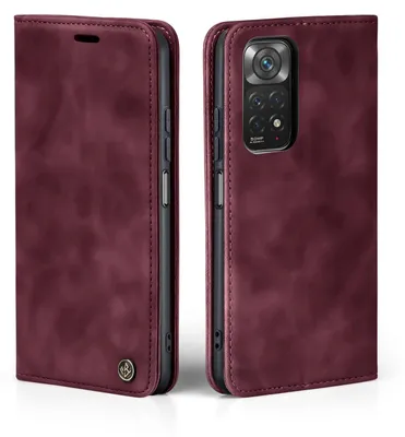 Produktbild von Handy Hülle für Xiaomi Redmi Note 11 Klapphülle Bookcase Flip Cover Handy Tasche Etui Farbe: Weinrot