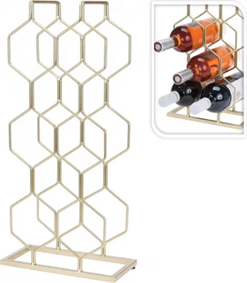 Produktbild von Weinregal 8 Flaschen Metall Flaschenständer Golden/Schwarz