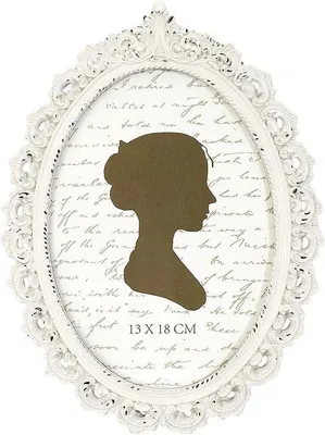 Image de Cadre photo ovale de style ancien - 15 x 7 pouces - Blanc