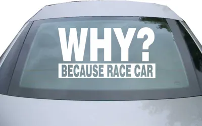 Produktbild von Indigos UG - Aufkleber Heckscheibe & Motorklappe DE2936 - weiß - 600x314 mm - Why Because Race Car - Auto Scheiben Fenster Heckklappe Tuning Racing JDM - Die cut