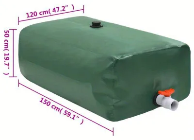Produktbild von Faltbarer Wassertank mit 1000 Litern Fassungsvermögen – Großer Wasserbehälter aus robustem PVC mit Hahn für den Einsatz im Freien