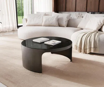 Produktbild von DELIFE Couchtisch Alerio 90x90 cm Marmor Schwarz Silber Metall Black Antique