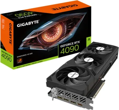 Zdjęcie produktu dla GIGABYTE GeForce RTX 4090 WINDFORCE V2 24G, GeForce RTX 4090, 24 GB, GDDR6X, 384 bit, 7680 x 4320 px, PCI Express 4.0