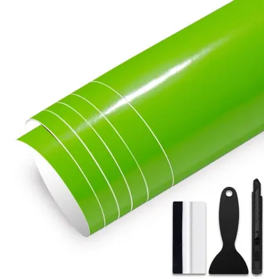 Immagine prodotto di Foliante adesivo per auto, effetto lucido, con canali per l'aria, verde, dimensioni 30 cm x 300 cm