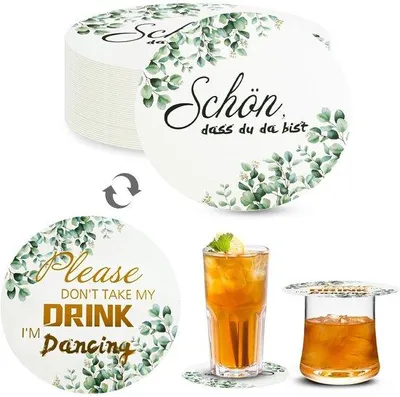Image de 40 sous-verres à bière, ronds, en carton, imprimés, parfaits pour la décoration
