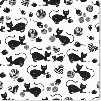 Produktbild von MuchoWow® Mauspad Mousepad Mädchen - Katze - Maus - Muster - Mädchen - Kinder - Kinder - Mädchen 30x30 cm - Mousepads - Maus Mat - Pad - Mausunterlage - Gaming