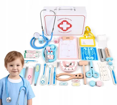 Produktbild von Kinder Holz Arztkoffer Set mit Stethoskop W079