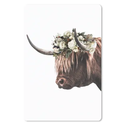 Produktbild von MuchoWow® Mauspad Mousepad Schottischer Highlander - Blumen - Weiß 40x60 cm - Mousepads - Maus Mat - Pad - Mausunterlage - Schreibtisch Accesoire