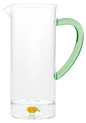Produktbild von Obstteekanne, doppelwandige Karaffe aus Borosilikatglas mit handgefertigter Zitronenverzierung für ein elegantes und funktionales Tischservice