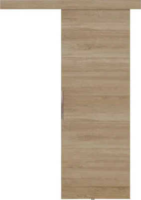 A sliding door with a wood grain texture is shown against a white background.