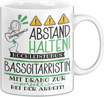 Produktbild von Bassgitarristin Tasse Geschenk Lustig Abstand Halten Hochleistungs-Bassgitarristin Mit Drang Zur Perfektion Bei Der Arbeit (Weiß)