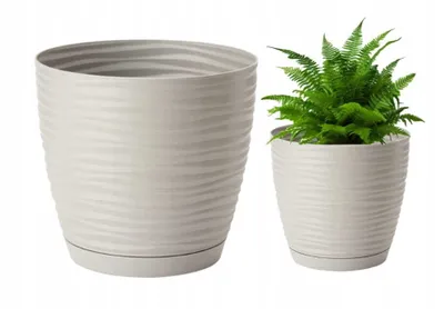Immagine prodotto di Vaso da fiori rotondo in plastica con base grigio chiaro 10,7x11cm