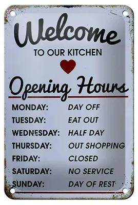 Produktbild von Blechschild Spruch 12x18cm welcome to our Kitchen Opening