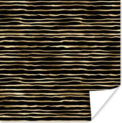 Produktbild von MuchoWow® Poster Muster - Gold - Schwarz 75x75 cm - Wand Dekoration