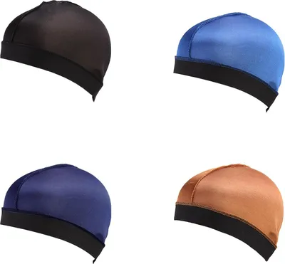 Produktbild von Satinstoff Golfmützen - Set von 4 - Seidige Haarbonnets für Damen und Herren - Schlaf Dusche Perückenpflege