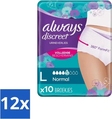 Produktbild von Always – Inkontinenzhöschen – Für Harninkontinenz Größe L – 10 Inkontinenzhöschen - Vorteilspack - 12 Stücke
