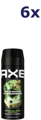 Zdjęcie produktu dla 6 szt. dezodorantu w sprayu Axe – Wild Green Mojito i drzewo cedrowe, 150 ml