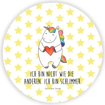 Produktbild von Mr. & Mrs. Panda Kühlschrankmagnet Einhorn Herz - Weiß - Geschenk, magnet, für kühlschrank, Lustig, Freundin, whiteboardmagnet, rundmagnet, Unicorn, Einhörner, pinwand