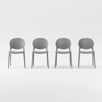Produktbild von 4er Set Designstuhl aus Polypropylen, Farbe blaugrau