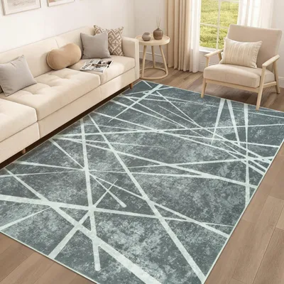 Productafbeelding van Wasbare vlakweef tapijt zacht antislip modern abstract grijs 160 x 230 cm