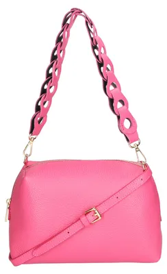 Image de Sac bandoulière pour femmes de la marque Lux, en cuir véritable, avec une anse tressée et une bandoulière amovible. Fabriqué en Italie