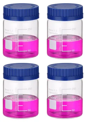 4er-Pack 250 ml Borosilikatglas-Vorratsflaschen mit GL32 Deckel