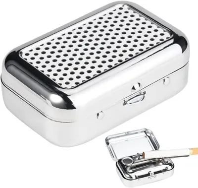 Produktbild von Mini Mobiler Aschenbecher für Draußen Reise Camping - Metall-Taschenaschenbecher