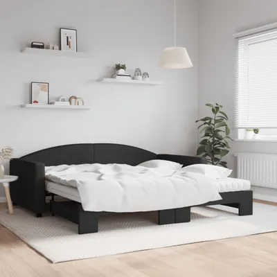 Image de Maison Exclusive - Canapé-lit convertible avec matelas noir 100 x 200 cm en tissu