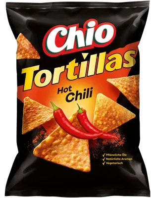 Zdjęcie produktu dla Chio Tortillas Chips Hot Chili wegetariańskie feurig scharf 110g