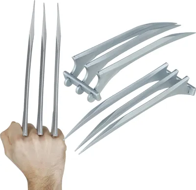 Image de Lames de super-héros Griffes de ninja Figure d'aventure Halloween Costume Accessoires Comicheld Mascarade Outil Combattant Élément Dessin animé, Couleur : Gris